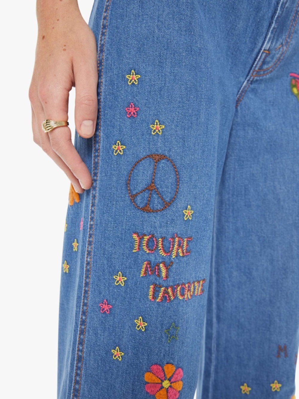MOTHER The Heyday Hustler Roller Wide Leg in Hodgepodge Floral Embroidery - Picture 4 of 16